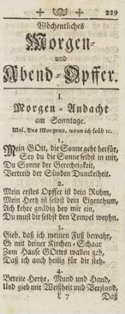 Wöchentliches Morgen- und Abend-Opffer.