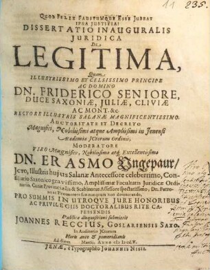 Dissertatio Inauguralis Iuridica De Legitima
