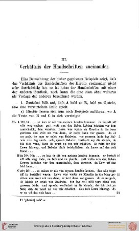 III. Verhältnis der Handschriften zueinander