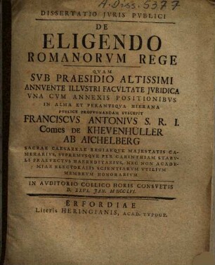 Dissertatio iuris publici de eligendo Romanorum rege