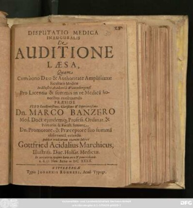 Disputatio Medica Inauguralis De Auditione Laesa