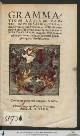 GRAMMATICAE LATINAE PARTES, ORTHOGRAPHIA, PROSOdia, Etymologia & Syntaxis