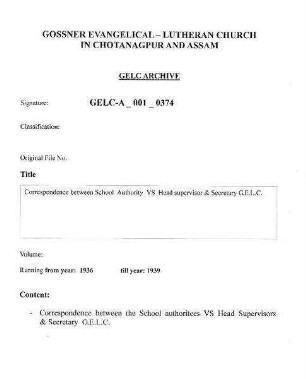 School Correspondence