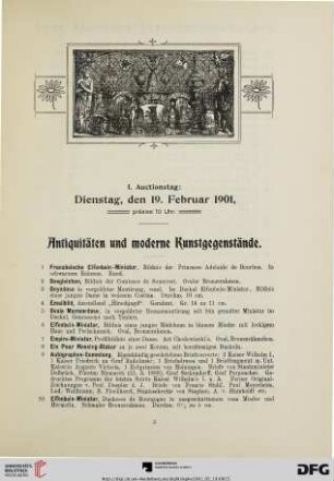 Antiquitäten und moderne Kunstgegenstände (Nr. 1-200)