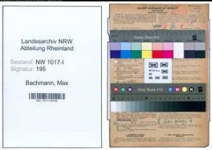 Entnazifizierung Max Bachmann , geb. 15.05.1901 (StaedtischerAngestellter)