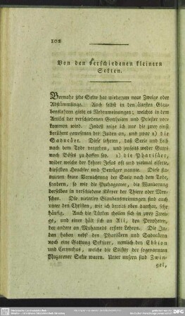 Von den verschiedenen kleinern Sekten