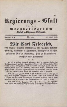 Nr. 14 : 27. Mai 1848