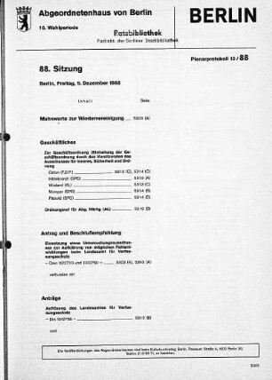 Nr. 88, 9. Dezember 1988