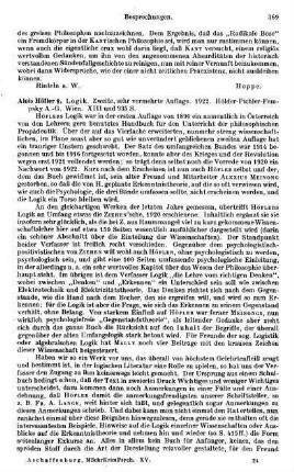 369-370, Alois Höfler. Logik. 1922