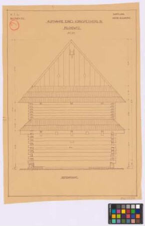 Pilchowitz ([Landkreis Tost-Gleiwitz]): Kornspeicher. Kornspeicher (Giebel-Ansicht)