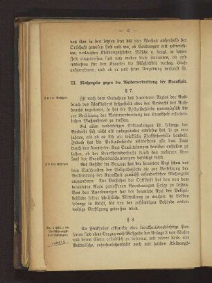 III. Maßregeln gegen die Weiterverbreitung der Krankheit.