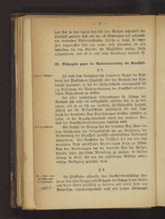 III. Maßregeln gegen die Weiterverbreitung der Krankheit.
