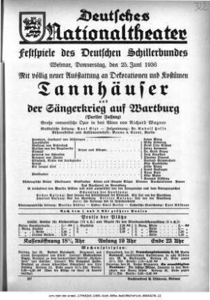 Tannhäuser und Der Sängerkrieg auf Wartburg