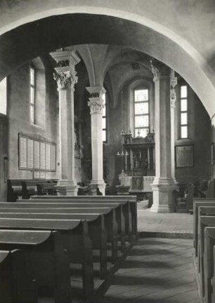 Rheinsberg (Mark). Kirche. Innensicht. Ostteil der Kirche von Südwesten