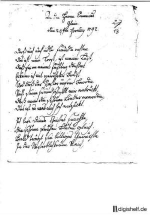 13: Brief von Pauline Prinzessin von Anhalt-Bernburg; verh. Fürstin zur Lippe an Johann Wilhelm Ludwig Gleim