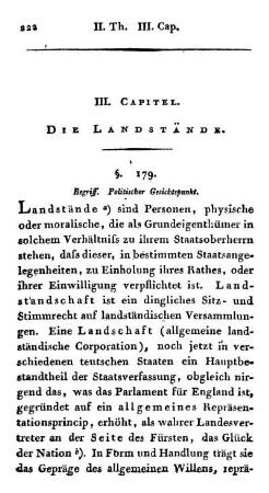 III. Capitel. Die Landstände.