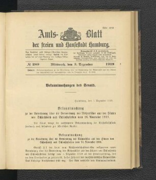 No.289, Mittwoch, den 3. Dezember 1919