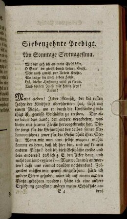 Siebenzehnte Predigt. - Zwanzigste Predigt.