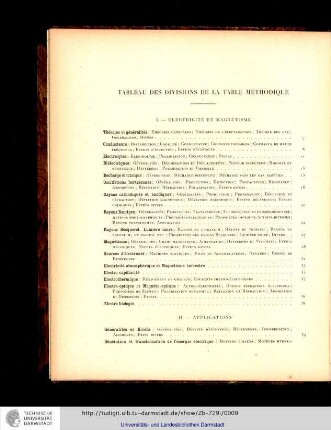 Tableau des Divisions de la Table Méthodique