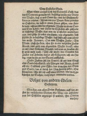 Volget von andern Edelen Gesteinen.
