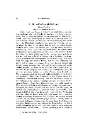 Ein schlechtes Gedächtnis : eine Studie