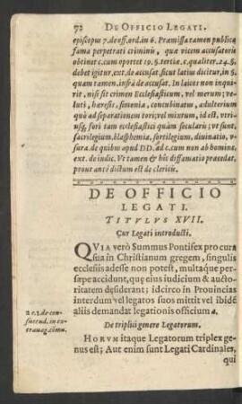 De Officio Legati. Titulus XVII.