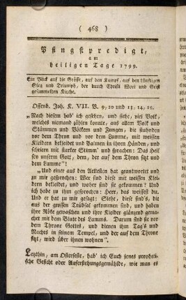 468-494, Pfingstpredigt, am heiligen Tage 1799. - Pfingstnachtagspredigt, gehalten den 13ten May 1799.