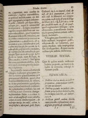 Titulus Sextus. Quot & quibus modis nullitas in judicio proponi, ac super ea libellus & sententia concipi & formari possit.