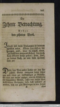Die Zehnte Betrachtung Über den zehnten Vers