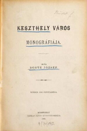 Keszthely város monográfiája