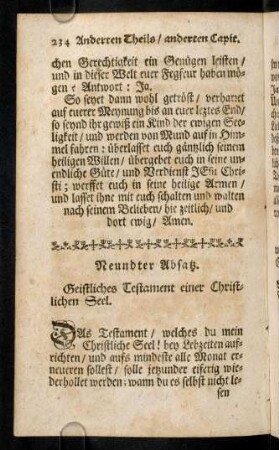 234-244, Geistliches Testament einer Christlichen Seel; ...