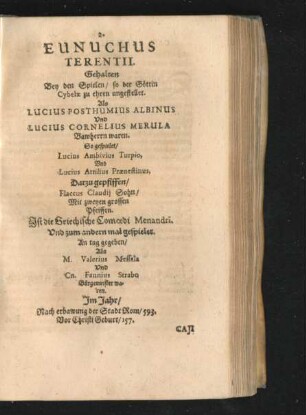 2. Eunuchus Terentii.