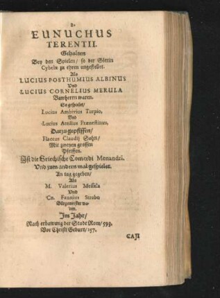 2. Eunuchus Terentii.