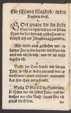 Ein schœnes Klaglied/ in der Kayserin weiß.