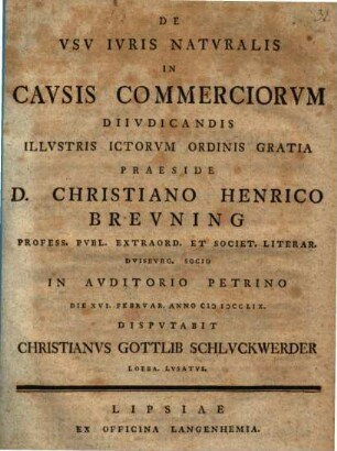 De usu iuris naturalis in causis commerciorum diiudicandis