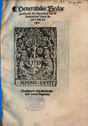 De Temporibus : sive de sex aetatibus huius seculi Liber