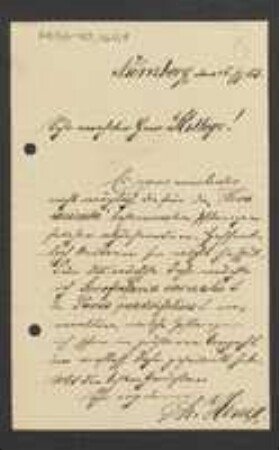 Brief von Philipp Honig an Unbekannt