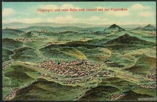 Göppingen und neue Bahn nach Gmünd aus der Vogelschau