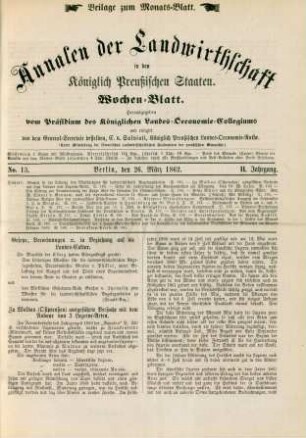 No. 13. Berlin, den 26. März 1862. II. Jahrgang.