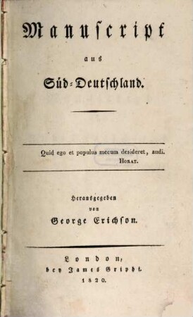 Manuscript aus Süd-Deutschland