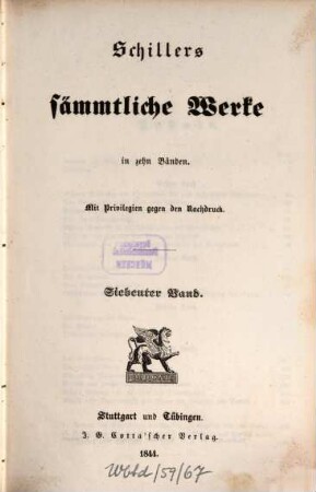 Schillers sämmtliche Werke : in zehn Bänden, 7