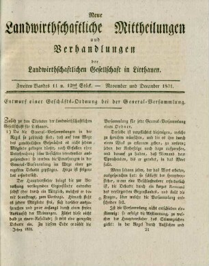 Zweiten Bandes 11 u. 12tes Stück. - November und December 1831.