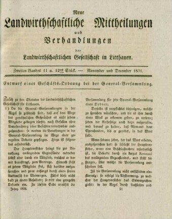 Zweiten Bandes 11 u. 12tes Stück. - November und December 1831.