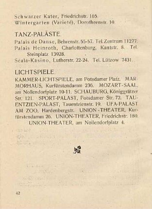 Tanz-Paläste ; Lichtspiele