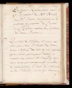 Lit. R. Quelques Reflexions sur La Dispute de Mr. Nicole et Mr. Jurien, concernant la matiere ou question de L’unité de L’Eglise contre le Systeme du Mr. Jurien.