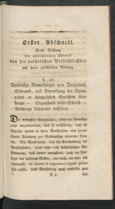 Erster Abschnitt. Kurze Prüfung der gewöhnlichen Theorie von der natürlichen Verbindlichkeit und deren gerichtlichen Wirkung