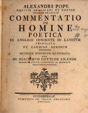 Commentatio de homine poetica