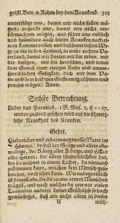 Sechste Betrachtung. Ueber das Paradies ...