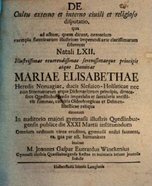 De cultu interno et externo, ciuili et religioso disputatio