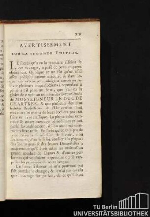 Avertissement sur la seconde édition.